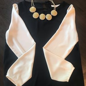 Cream and black blouse by Loft